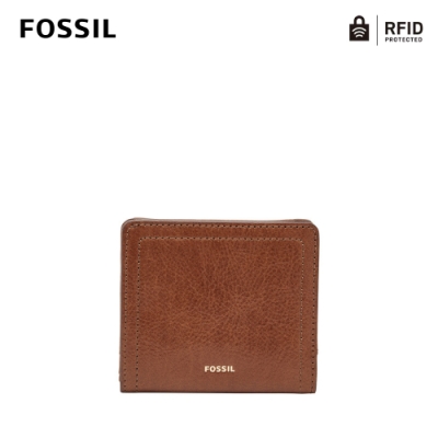 FOSSIL Logan 真皮系列拉鍊零錢袋設計短夾-咖啡色 SL7829200