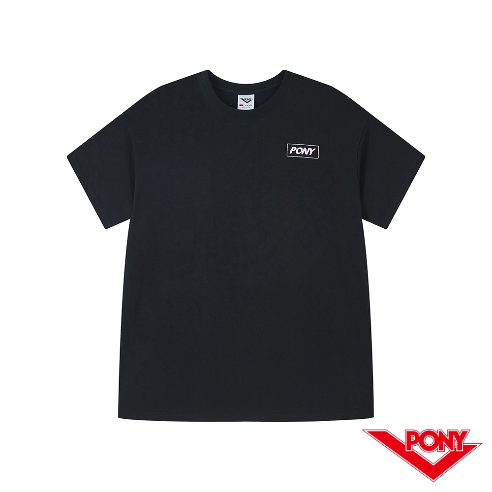 【PONY】中性寬鬆版 印刷圖案棉T 短袖上衣 中性款-黑 短袖T恤 product image 1