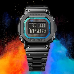 CASIO 卡西歐 G-SHOCK 全金屬 彩虹光譜 太陽能電波手錶 送禮推薦-個性黑 GMW-B5000BPC-1