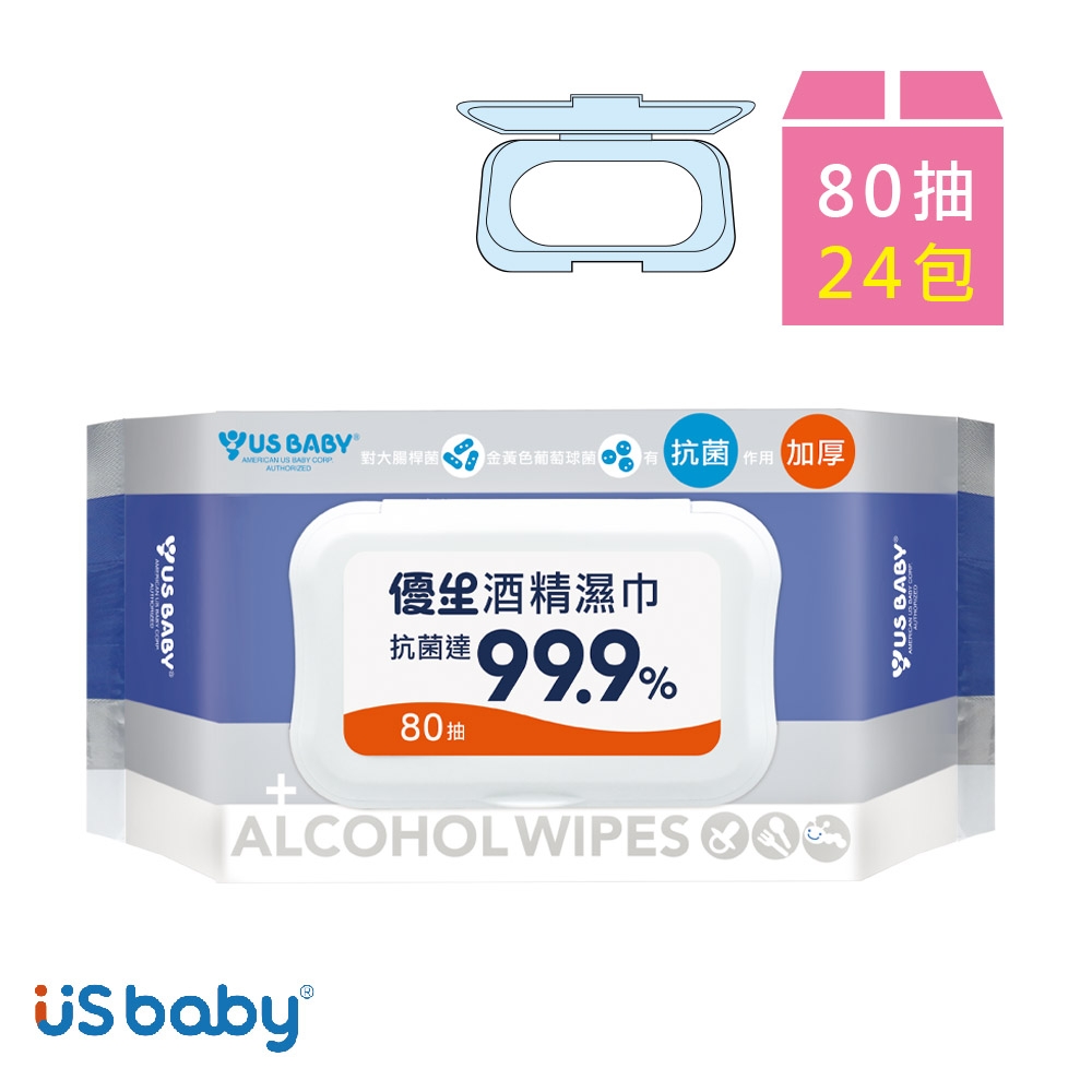 US baby 優生 超厚型抗菌酒精濕巾80抽(24包)