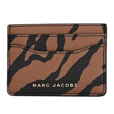 MARC JACOBS 虎紋印花皮革簡易隨身卡夾(黑/咖)