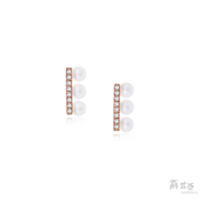 SOPHIA 蘇菲亞珠寶 - 清新典雅 14K玫瑰金 鑽石耳環