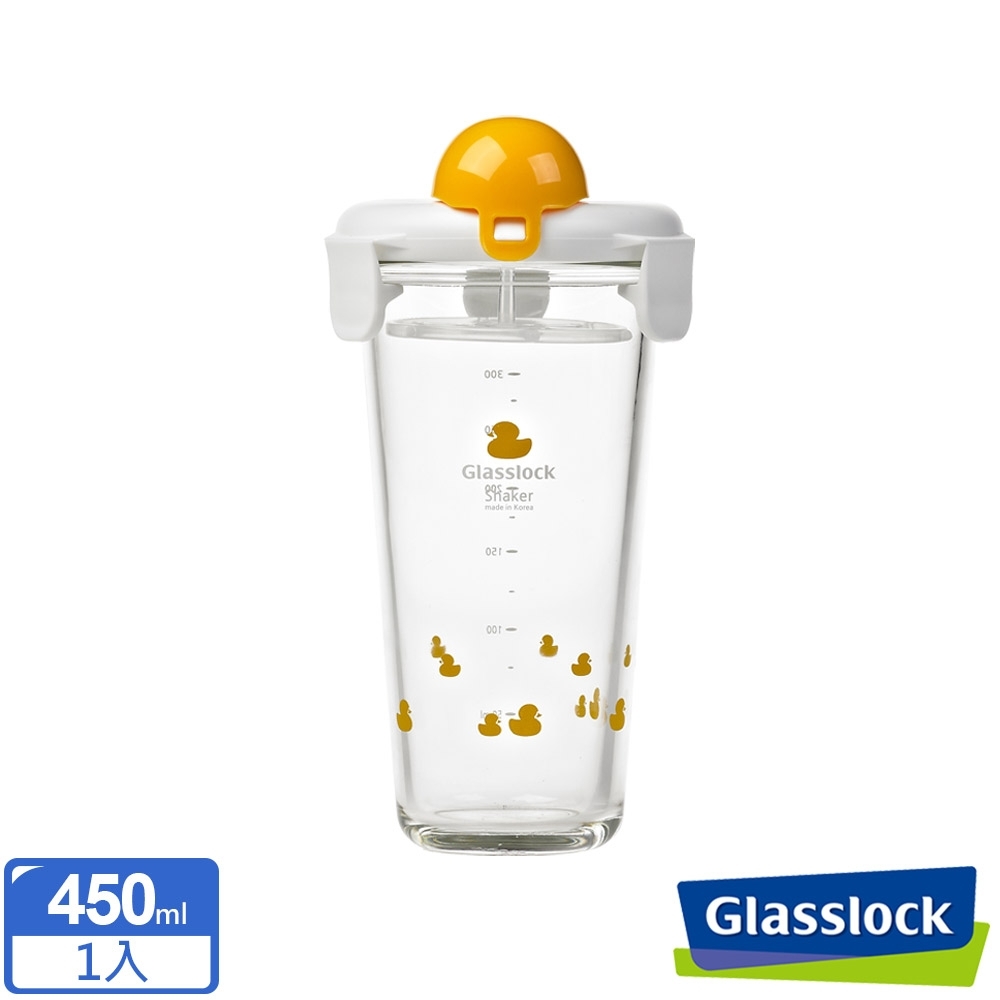 Glasslock 悠遊玻璃隨行杯 450ml-小鴨