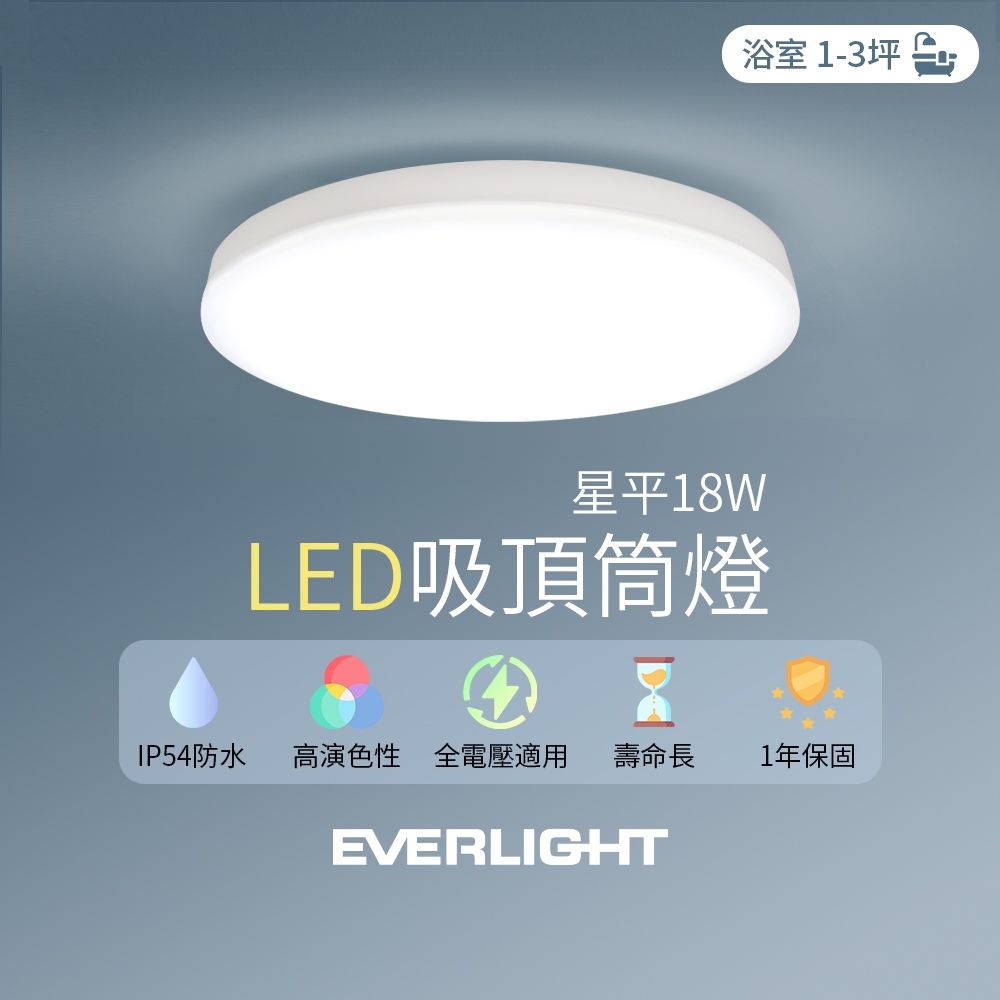 【10入組】EVERLIGHT億光 LED 星庭 22W 全電壓 IP65 吸頂燈(白光)