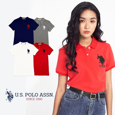 U.S. POLO ASSN. - 女大馬短袖POLO衫 - 多色