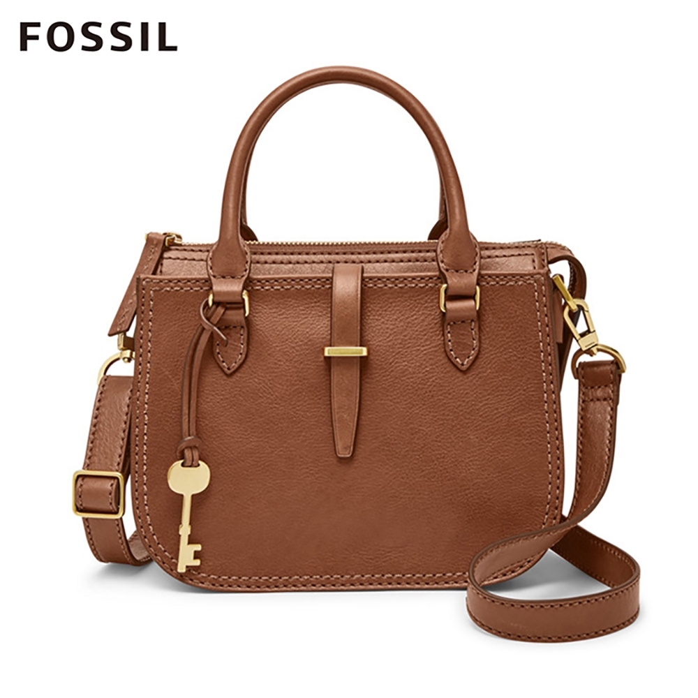 FOSSIL RYDER MINI 真皮迷你圓弧側背包-咖啡色 ZB7587200