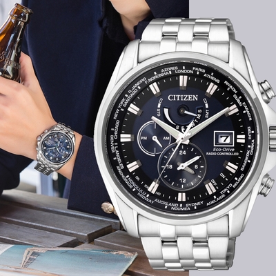 CITIZEN 星辰 Eco-Drive 競速賽車電波計時腕錶 迎春好禮-藍/44mm AT9031-52L