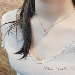 【焦糖小姐 Ms caramelo】愛心月光石項鍊 306不鏽鋼 Stainless steel