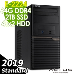 Acer Altos T110F5 商用伺服器 E-2224/64G/2TSSD+4TBX2/2019STD