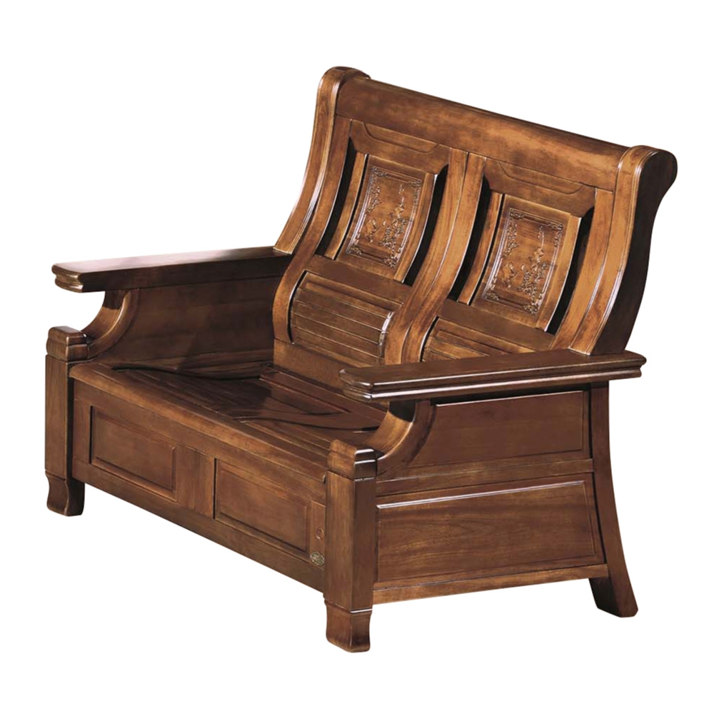 文創集 馬倫樟木紋實木可掀機能雙人座沙發椅-136x72x102cm免組