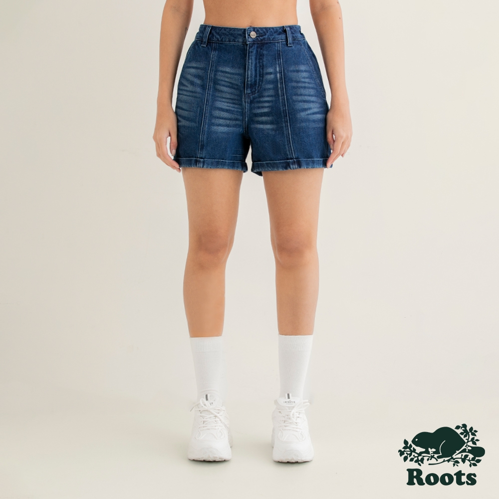 Roots 女裝- 牛仔短褲-藍色