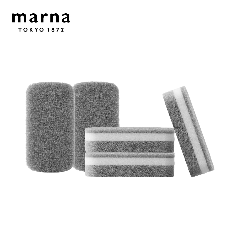 【MARNA】 日本進口三層清潔海綿-灰x5入