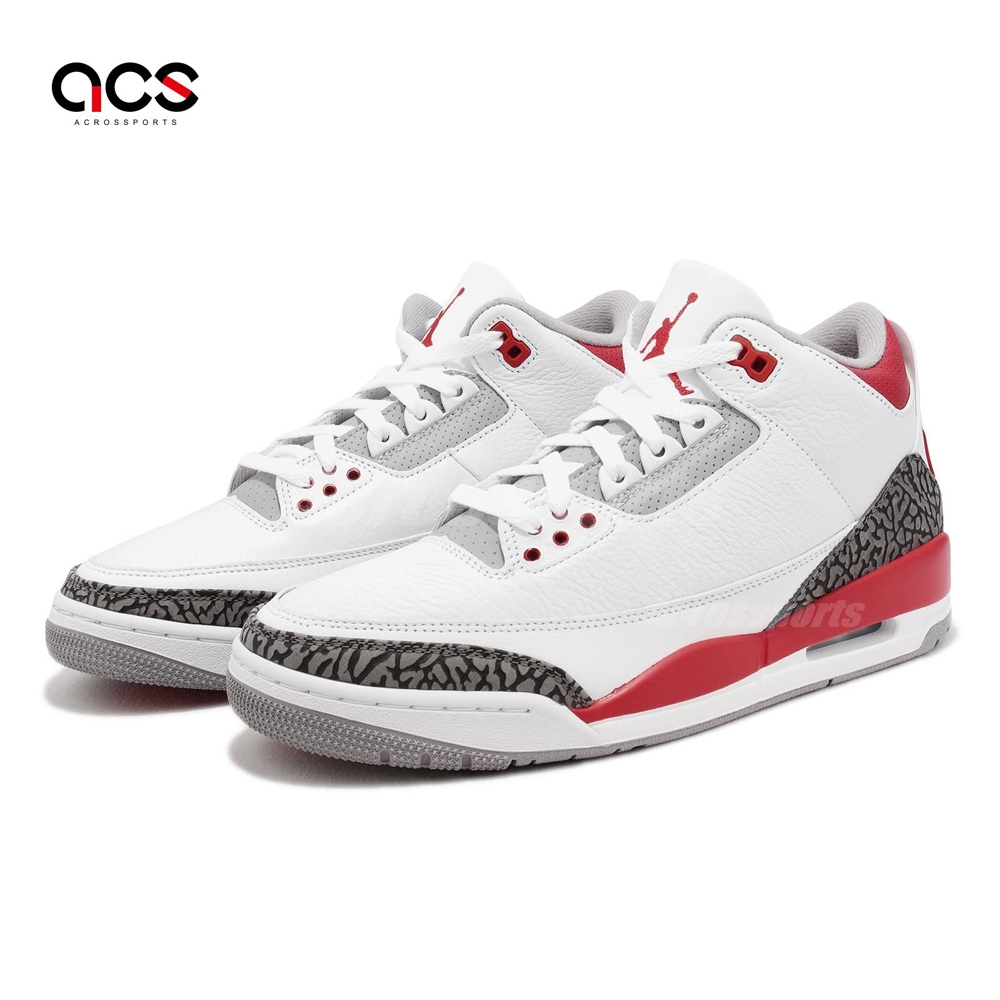 Nike Air Jordan 3 Retro 男鞋白紅爆裂紋Fire Red OG 老屁股三代DN3707