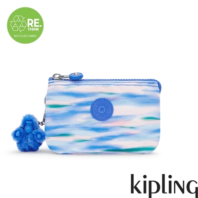Kipling 藍粉海洋波紋印花三夾層配件包-CREATIVITY S