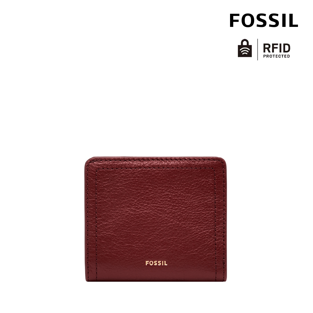 FOSSIL Logan 真皮RFID防盜短夾-紅絲絨色 SL7829627