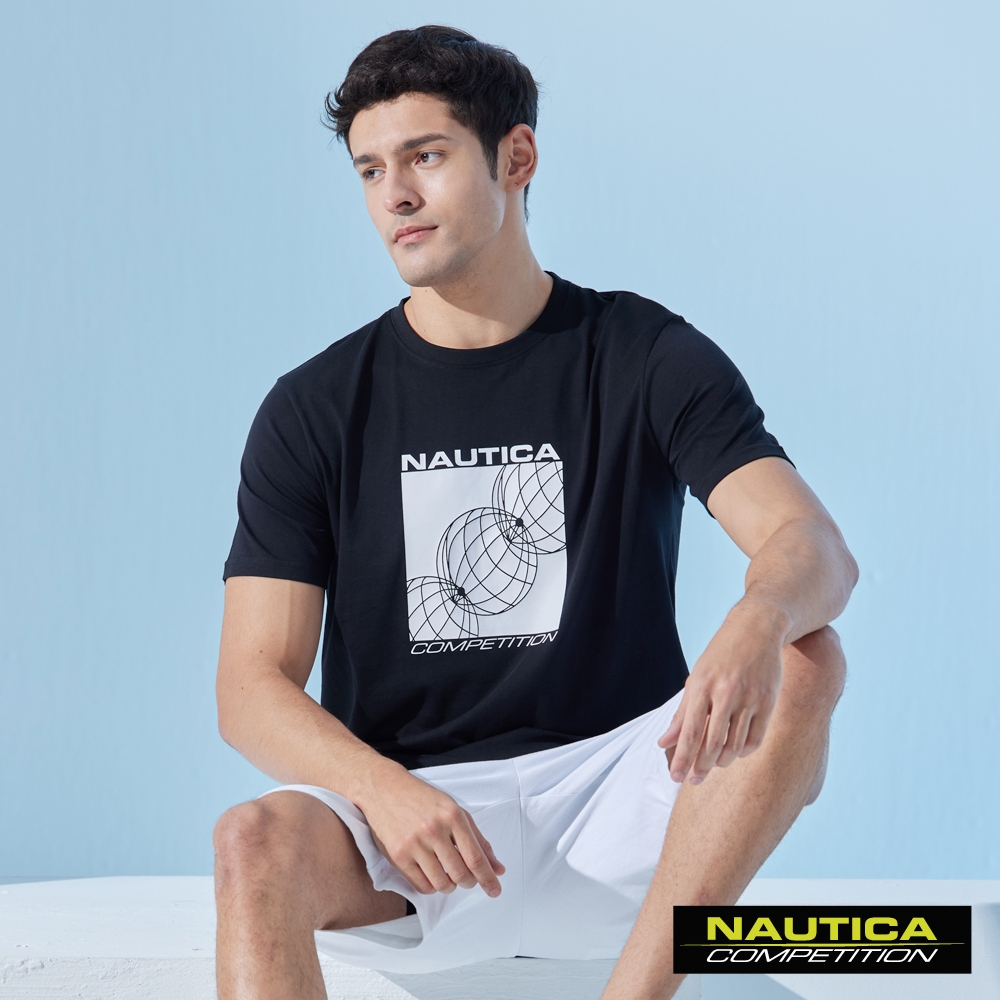 Nautica 男裝 COMPETITION品牌LOGO地球圖騰短袖T恤-黑色