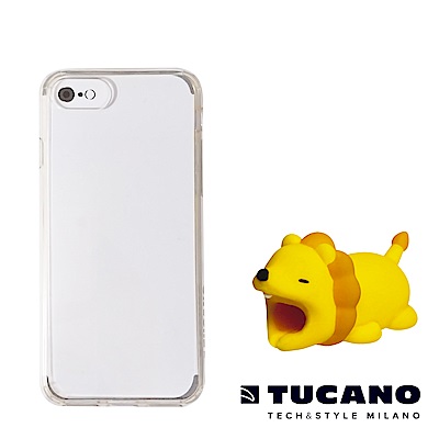 TUCANO iPhone7+/8+完美防護組合(防撞保護套+動物園Ⅱ咬線器隨機款)