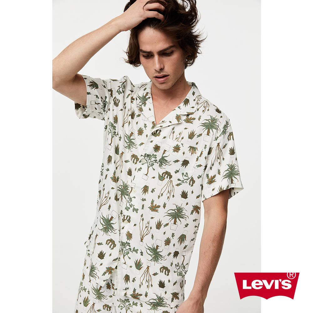 Levis 男款 短袖古巴襯衫 滿版古巴風植物印花 單口袋 寬鬆休閒版型