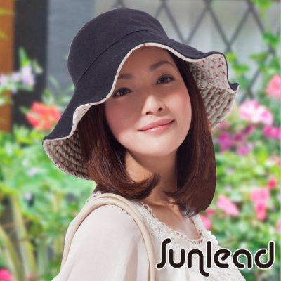 Sunlead 雙面雙色可戴。可塑型折邊防曬寬緣寬圓頂遮陽帽 (夏日花朵)
