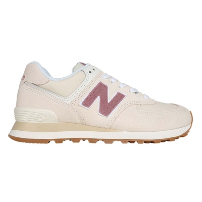 NEWBALANCE 女復古慢跑鞋-574系列 麂皮 慢跑 NB N字鞋 WL574QC2 米黃藕粉白