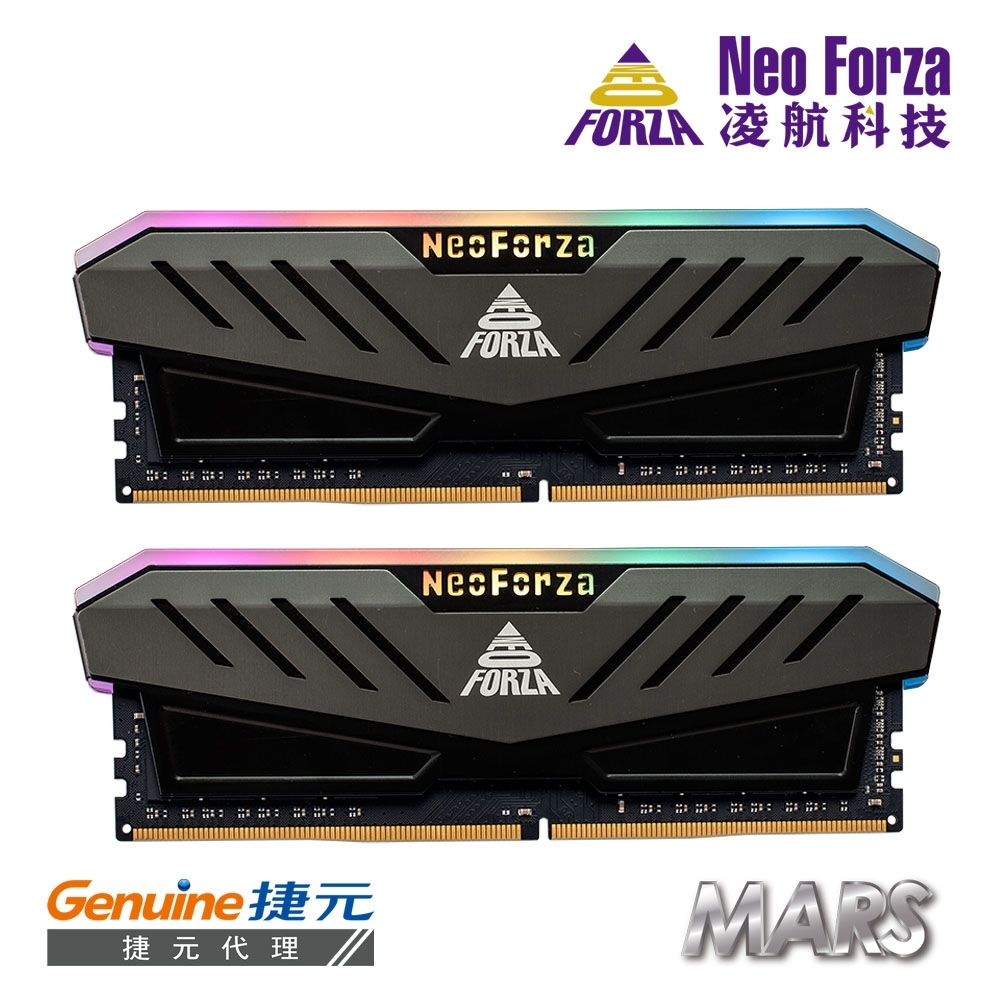 [限時促銷]Neo Forza 凌航 Mars DDR4 3600 32GB(16G*2) RGB  電競超頻記憶體(灰色散熱片)