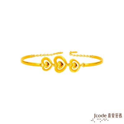 J code真愛密碼金飾 愛情戀曲黃金手環-三顆心款