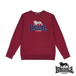 【LONSDALE 英國小獅】經典LOGO內刷絨保暖大學T-紅色 LT250019