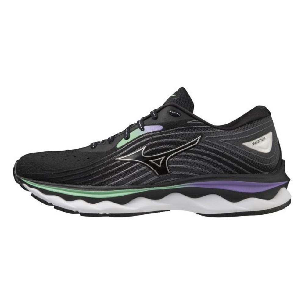 Mizuno Wave Sky 6 [J1GD220275] 女 慢跑鞋 運動 路跑 頂級回彈 穩定 包覆 舒適 黑綠紫