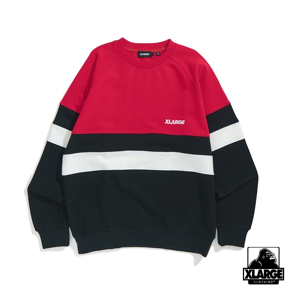 XLARGE PANELED CREWNECK SWEAT大學T-桃紅