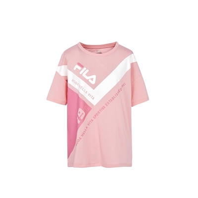 FILA 女涼感短袖圓領T恤-粉色