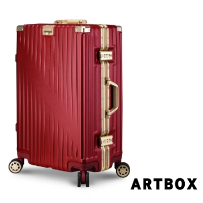 【ARTBOX】時空魅影 26吋獨家飾紋海關鎖鋁框行李箱(鋼鐵紅)