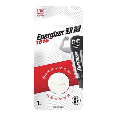 【Energizer 勁量】鈕扣型CR1616鋰電池1入 吊卡裝(3V鈕扣電池DL1616)