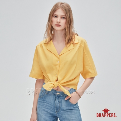 BRAPPERS 女款 西裝領綁帶短版襯衫-亮黃