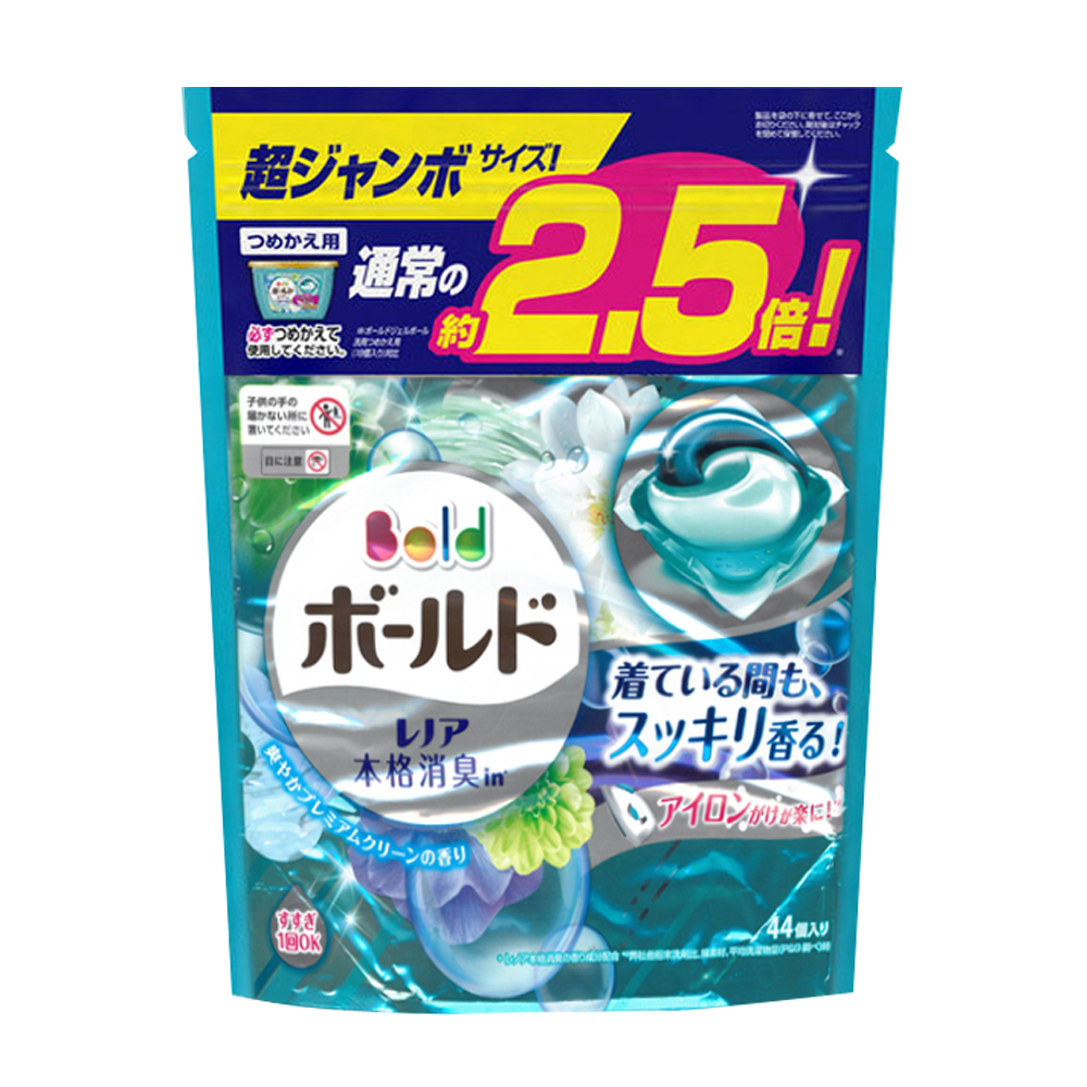 日本P&G 3D立體2.5倍洗衣果凍膠囊補充包-清爽花香(44顆入)