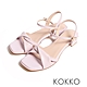 KOKKO甜美扭結一字帶綿羊皮低跟涼鞋粉紫色 product thumbnail 1