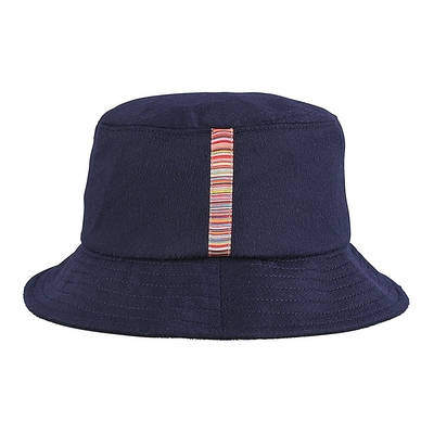 PAUL SMITH帽內經典LOGO羊毛絨混紡藝術條紋設計漁夫帽(海軍藍x多色條紋)