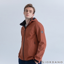 GIORDANO 男裝防潑水可拆式連帽外套 - 81 栗棕