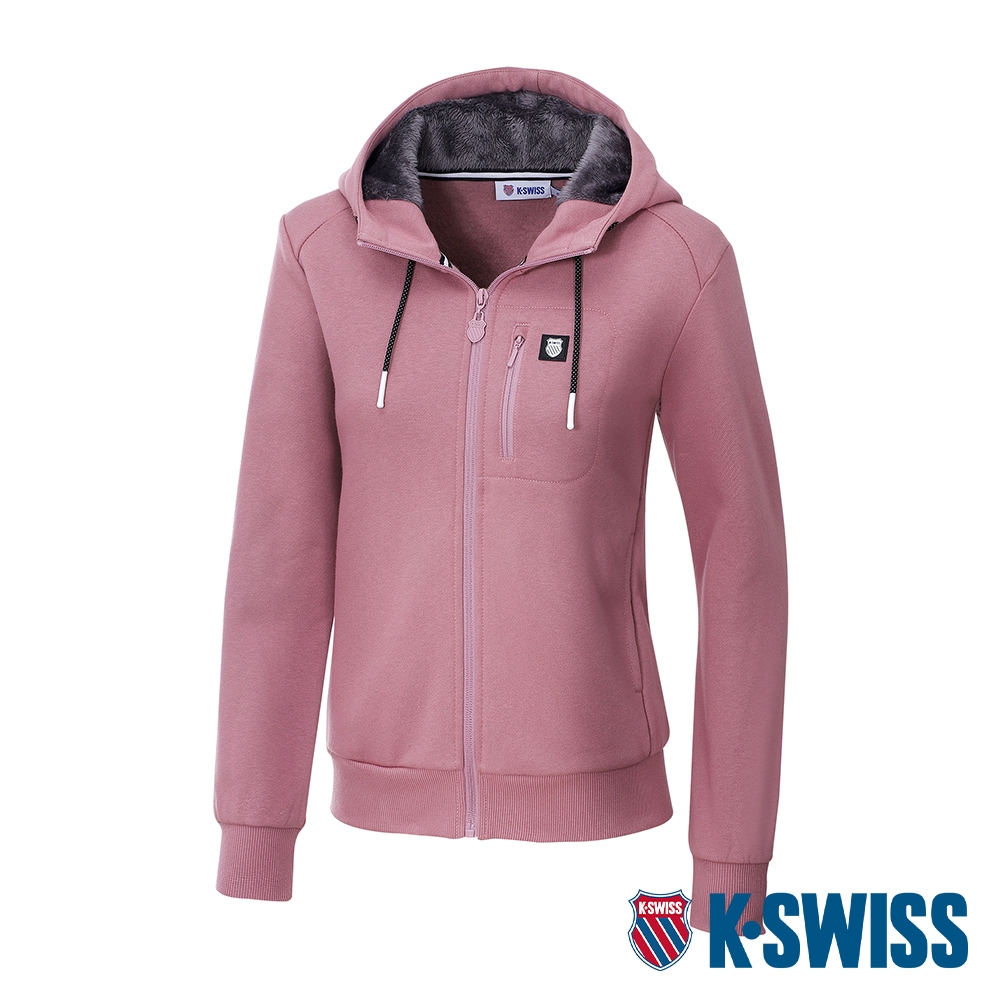 K-SWISS  Hoodie W/Fur Jacket刷毛連帽外套-女-莓粉