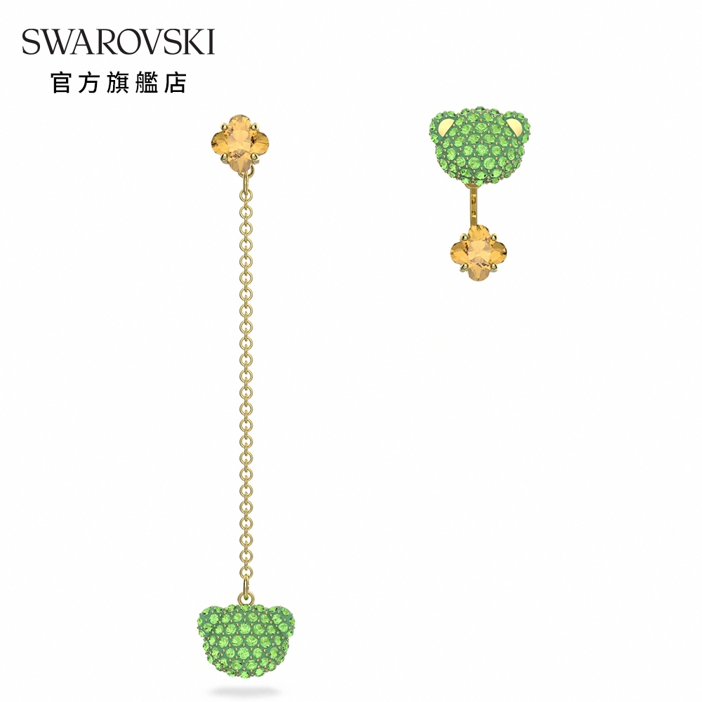 SWAROVSKI 施華洛世奇 Teddy 穿孔耳環, 漸層色, 鍍金色色調