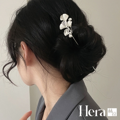 【Hera 赫拉】法式簡約銀杏葉珍珠髮簪 L111092007