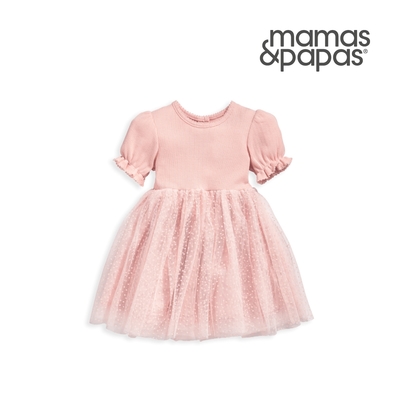 Mamas&Papas 糯米珍珠糖-短袖洋裝-粉