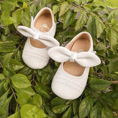 Swan天鵝童鞋-茱莉亞蝴蝶結女童寶寶學步鞋1640-白