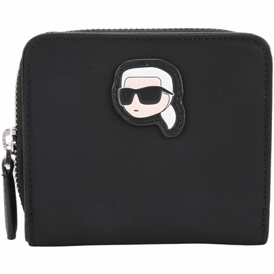 KARL LAGERFELD K/IKONIK 2.0 卡爾 老佛爺頭像尼龍短夾(黑色)