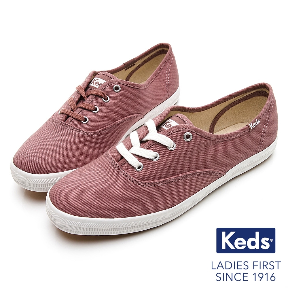 Keds CHAMPION 玩色經典綁帶休閒鞋-藕粉