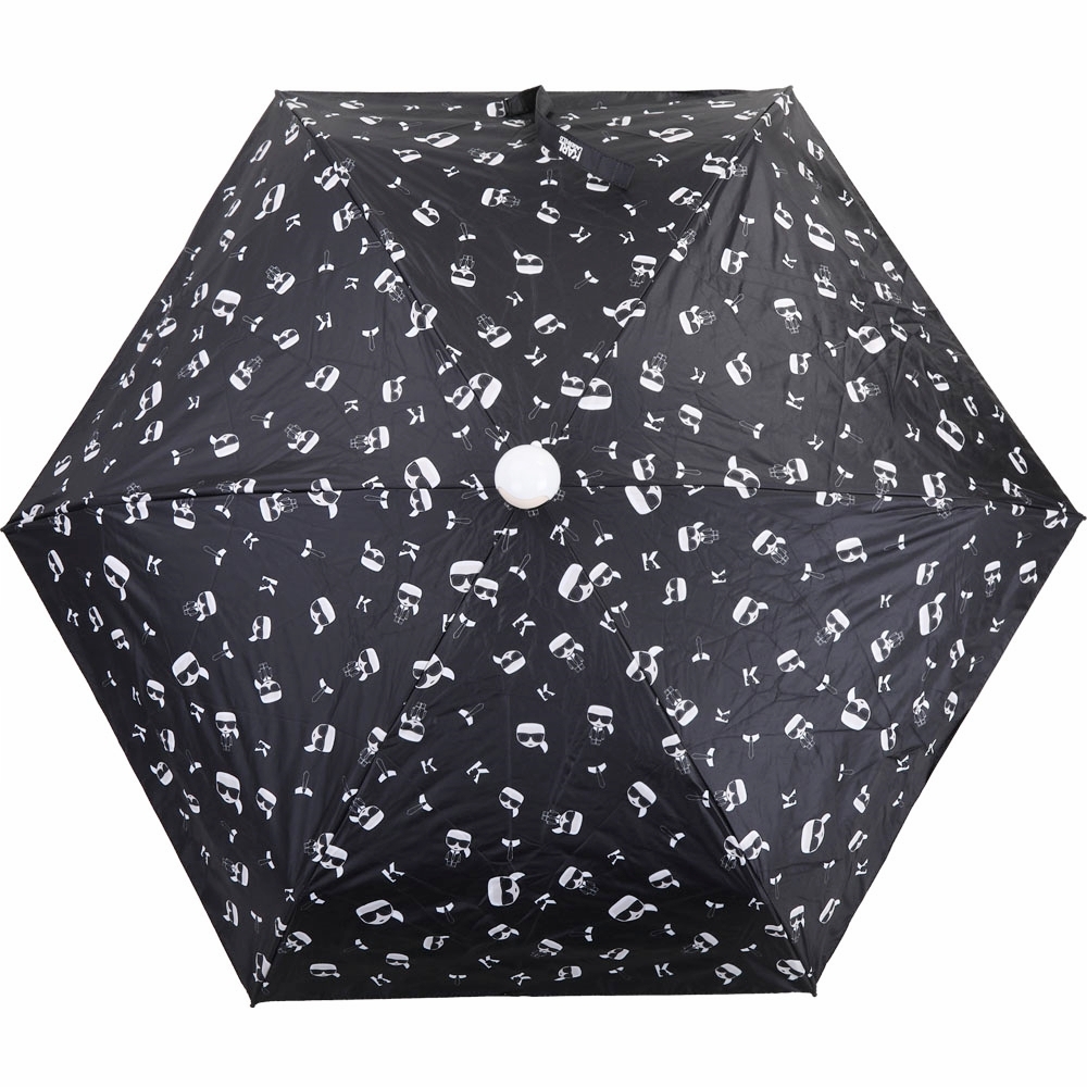 KARL LAGERFELD K/IKONIK 卡爾 老佛爺 頭像手把印花折疊傘(黑色)
