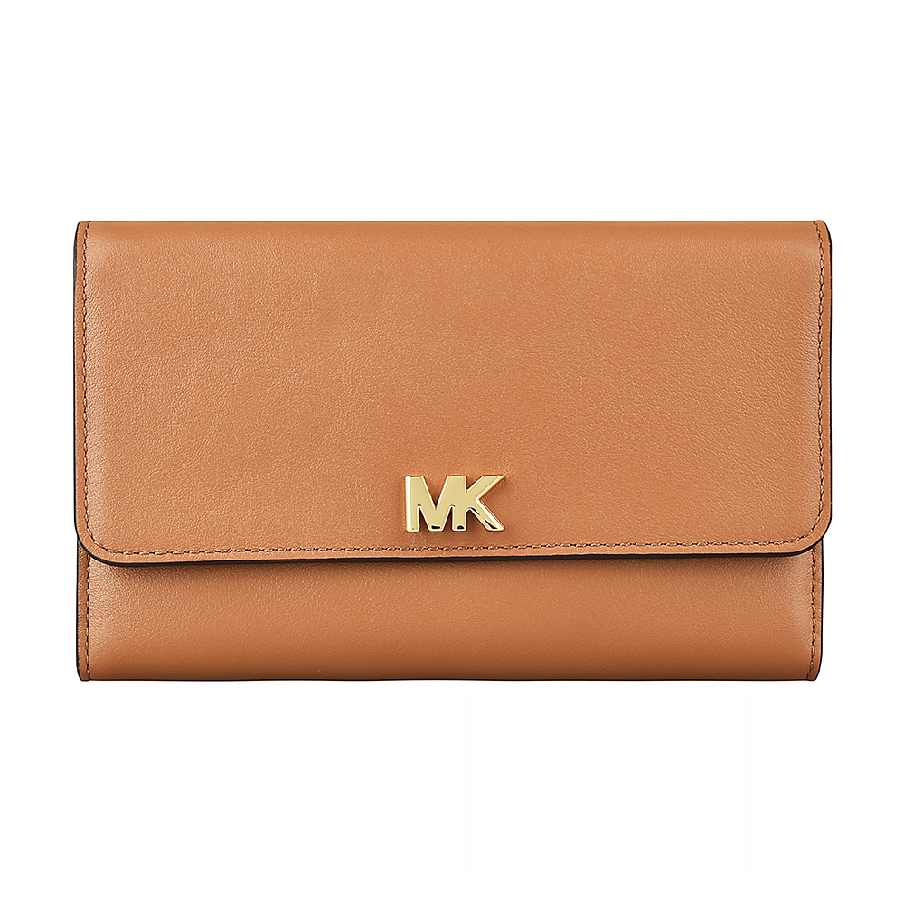 MK MICHAEL KORS WRISTLETS 牛皮扣式手拿長夾(橡子棕