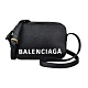 BALENCIAGA巴黎世家VILLE印花白字LOGO牛皮拉鍊斜背相機包(小/黑) product thumbnail 1