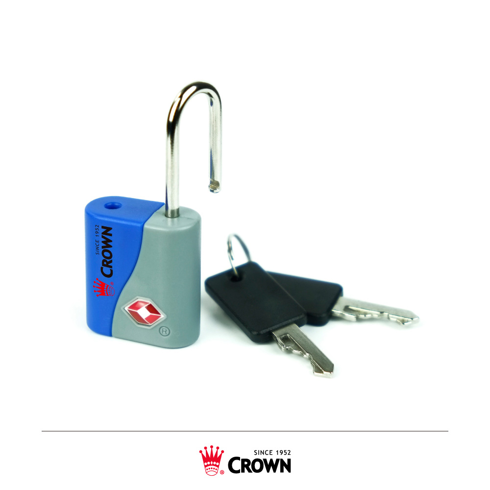 CROWN 皇冠 TSA海關鑰匙鎖 鎖頭掛鎖 藍色