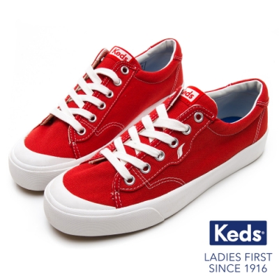 Keds CREW KICK 經典半月帆布綁帶休閒鞋-紅