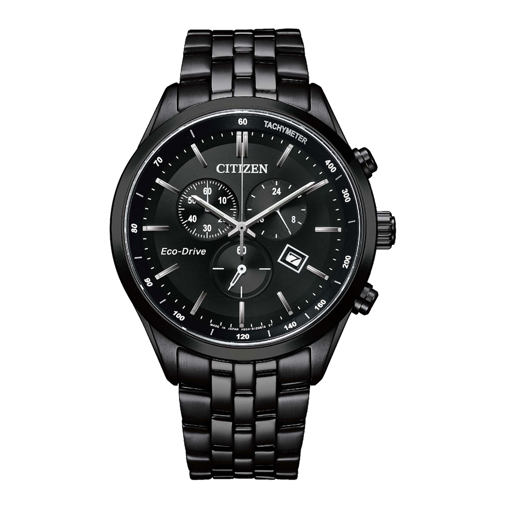 CITIZEN Eco-Drive 潮流玩家計時腕錶-黑-AT2145-86E-42mm